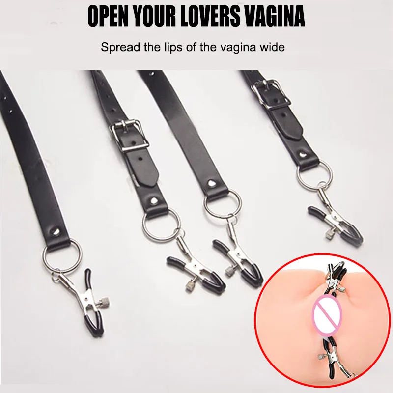 BDSM Thigh Labia Spreader Straps, Pussy Vagina Clamps Speculum,Bondage Gear,Sex Toys For Couples,Clip Onto Clitoris