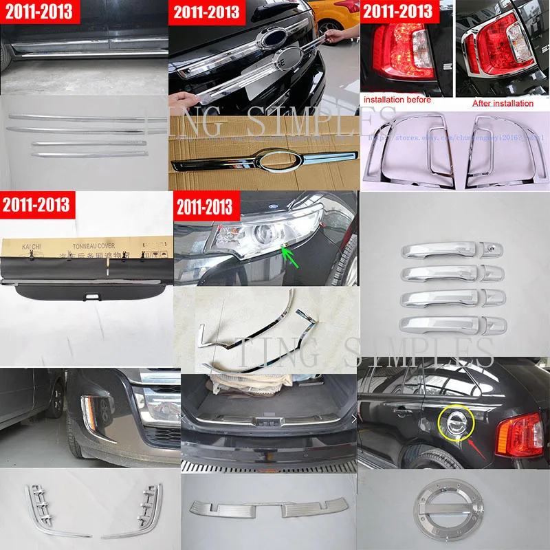 For FORD EDGE 2011 2012 2013 2014 High Quality ABS CHROME CAR Exterior COVER trim Tail light cover Rear wiper Rear trim strip