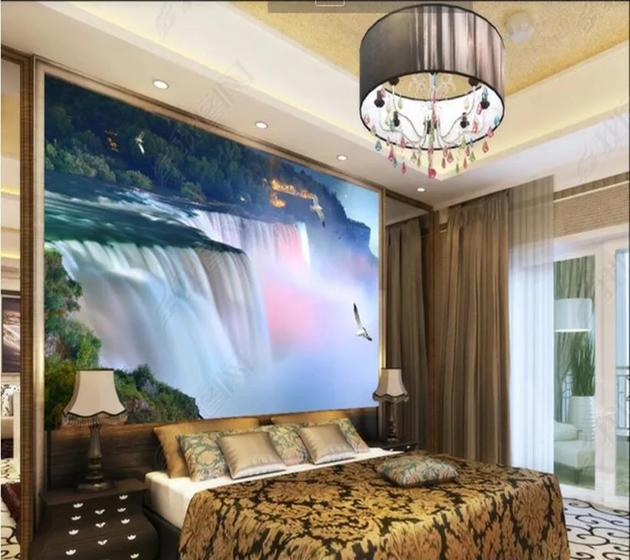 

Papel de parede fairyland-like waterfall and flowing water 3d wallpaper mural,iving room tv wall bedroom wall papers home decor