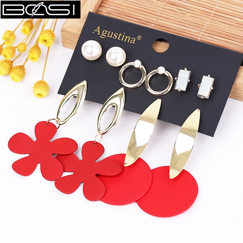 BOSI 2021 النساء مجموعة طقم من الحلقان مجوهرات الأزياء انخفاض الأقراط البوهيمي طويل أقراط القرط بسيطة الفتيات بوهو بالجملة #1