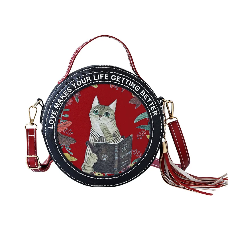 Round PU Cat Kitten Shoulder Bag Material Set For Phone Bag Women DIY Handbag Sewing