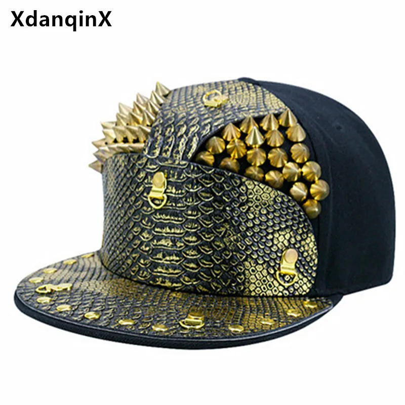 XdanqinX Punk Style Armor Personality Hip Hop Caps For Men Women Novelty Flat Brim Hat Multi-style Nightclub Bar Performance Hat