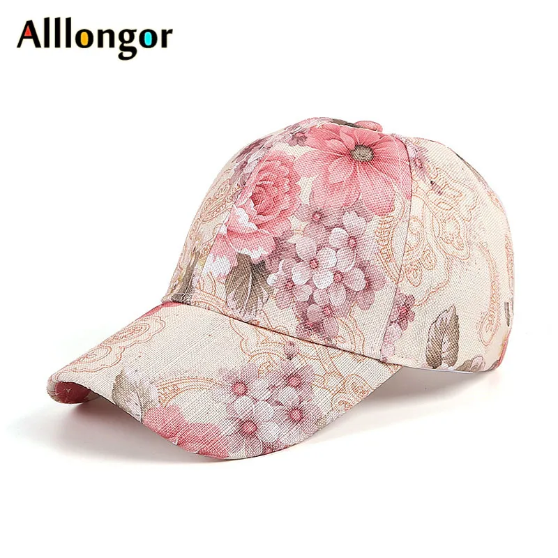 New 2024 Summer Floral Print Baseball Cap Women Snapback Hat Hip Hop Casquette Femme Gorra Mujer