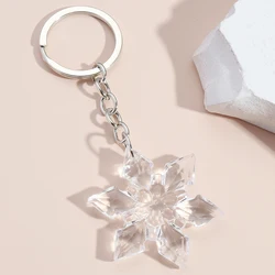 Cute Keychain Snowflake Key Chains Resin Key Ring Christmas Gift For Women Girls Handbag Accessorie Car Hanging Handmade Jewelry