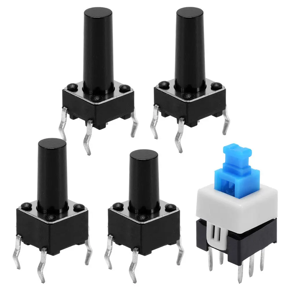 Juego de interruptores táctiles de luz, Kit surtido de interruptores de botón pulsador, accesorios para herramientas de bricolaje, 6x6 teclas de tacto encendido/apagado, 10 tipos, 180 piezas