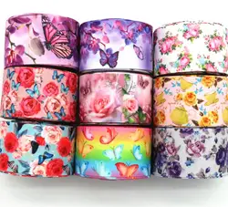 10 yards 38mm large flower butterfly ribbon  DIY handmade material hair bow Christmas New Year decoration  Grosgrain