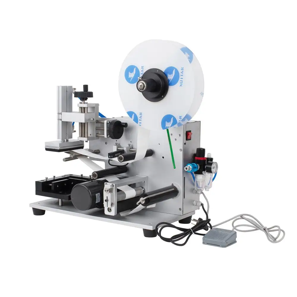 Semi Otomatis Pelabelan Mesin untuk Permukaan Datar Square Botol Labeler Berlaku untuk Kotak Datar Pelabelan Mesin Dapat Disesuaikan