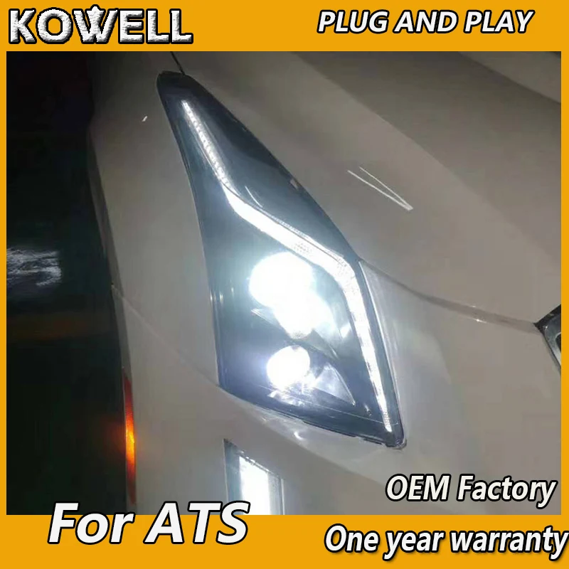 Kowell Auto Styling Voor Cadillac Ats Koplampen 2014-2015 Ats Koplampen Drl Richtingaanwijzer Laag Grootlicht Projector Lens