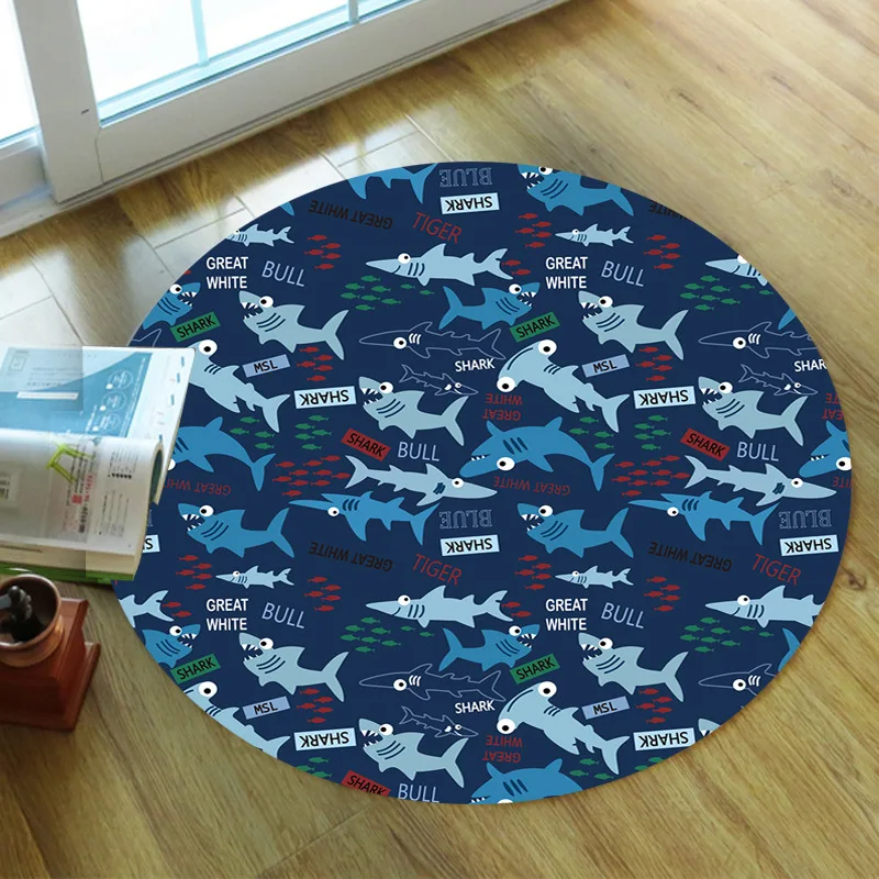 Funny Shark Carpet Square Anti-Skid Area Floor Mat 3D Rug Non-slip Mat Dining Room Living Room Soft Bedroom Carpet 09