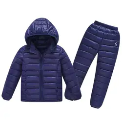 Children Set Boys Girls Clothing Sets Winter Hooded Down Jackets Pants Waterproof Thick Warm Tracksuts Kids Clothing Tracksuit