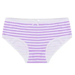 1 Pc Womens Bikini Briefs Panties with Ribbon Bowknot Knickers Underpants Stripe Middle Waist Cotton Undergarment Underwear
