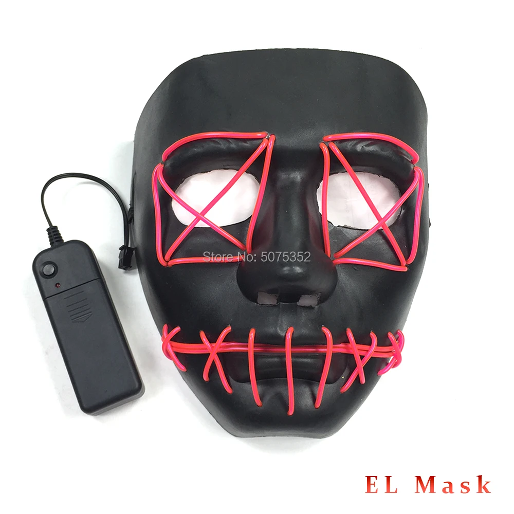 Terror Full Face Halloween EL Mask Mask Light Up Luminous Led Mask Glow In Dark For Adult Carnival