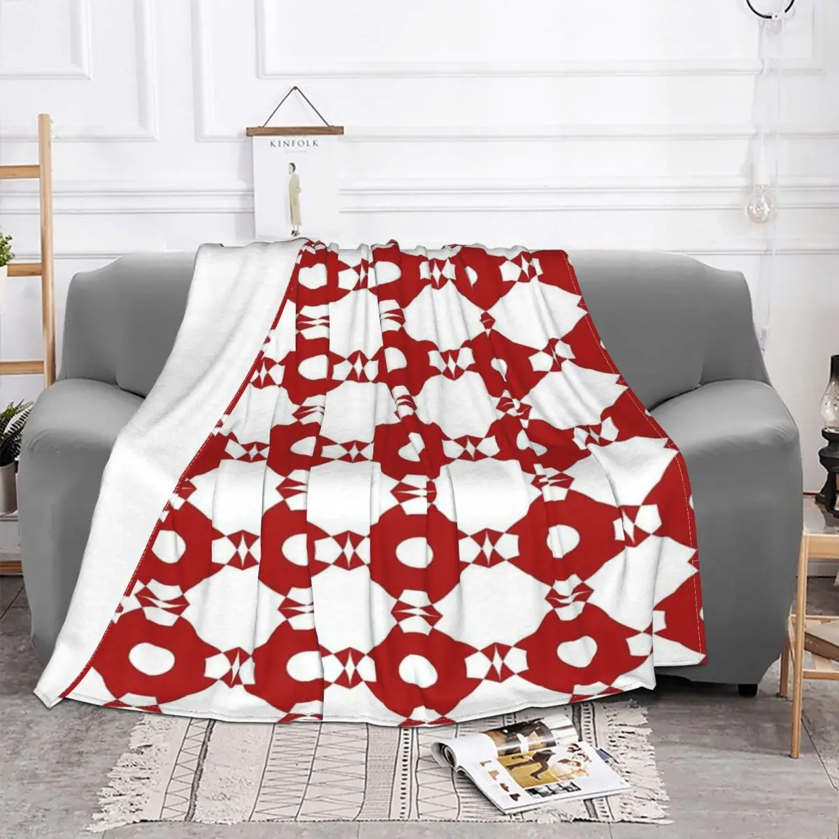 Manta decorativa con estampado geométrico para cama, colcha a cuadros con capucha, 90