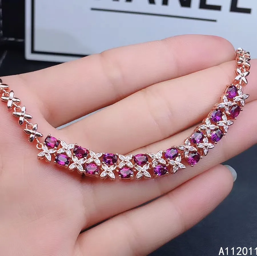 KJJEAXCMY-925 Sterling Silver Inlaid Gemstone Garnet Women, Trendy Fine Jewelry, New Hand Brace Gift,Support Test, Hot Selling