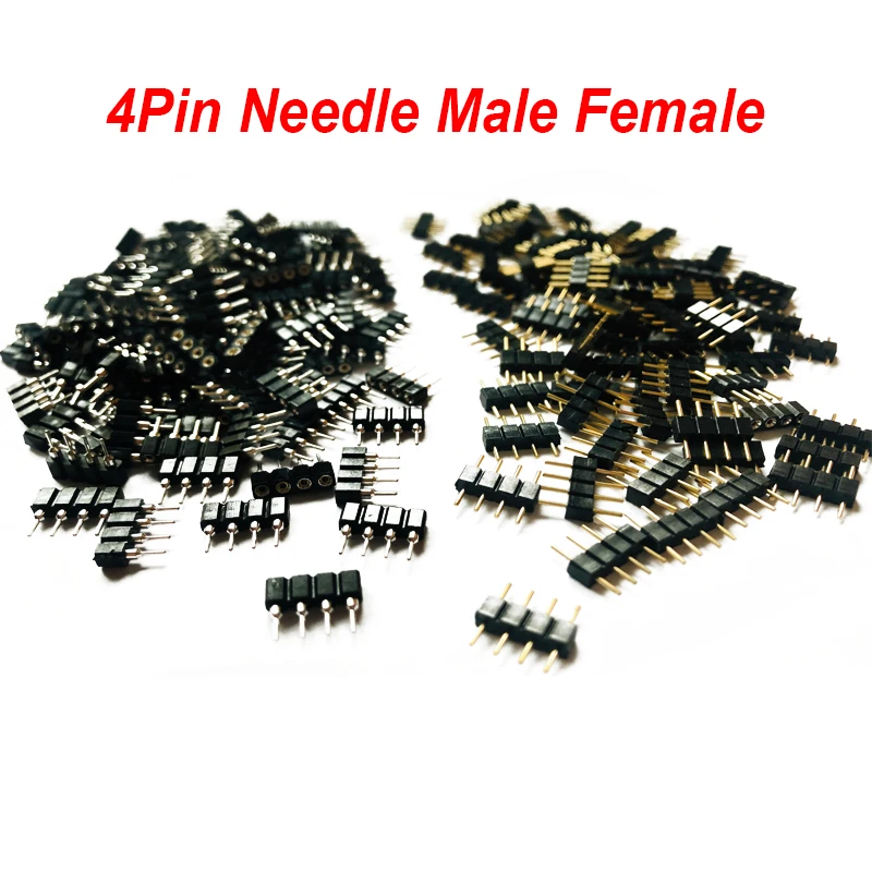 Double 4Pin Needle Male Female Type DIY Small Part 4Pin RGB Connector for 3528 5050 RGB LED Strip LED Accessories 100 1000pcs