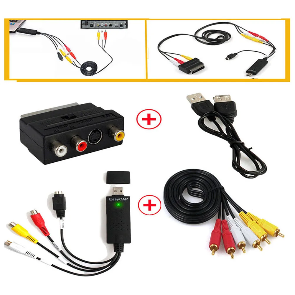USB 2.0 Easy Cap Video TV DVD VHS DVR Capture Card Easier Cap USB Video Capture Device Support Win10