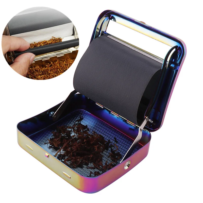 Rainbow Metal Rolling Machine Tobacco Roller Cigarette Case 70mm Manual Tobacco Roller Cigarette Rolling Machine For Smoking