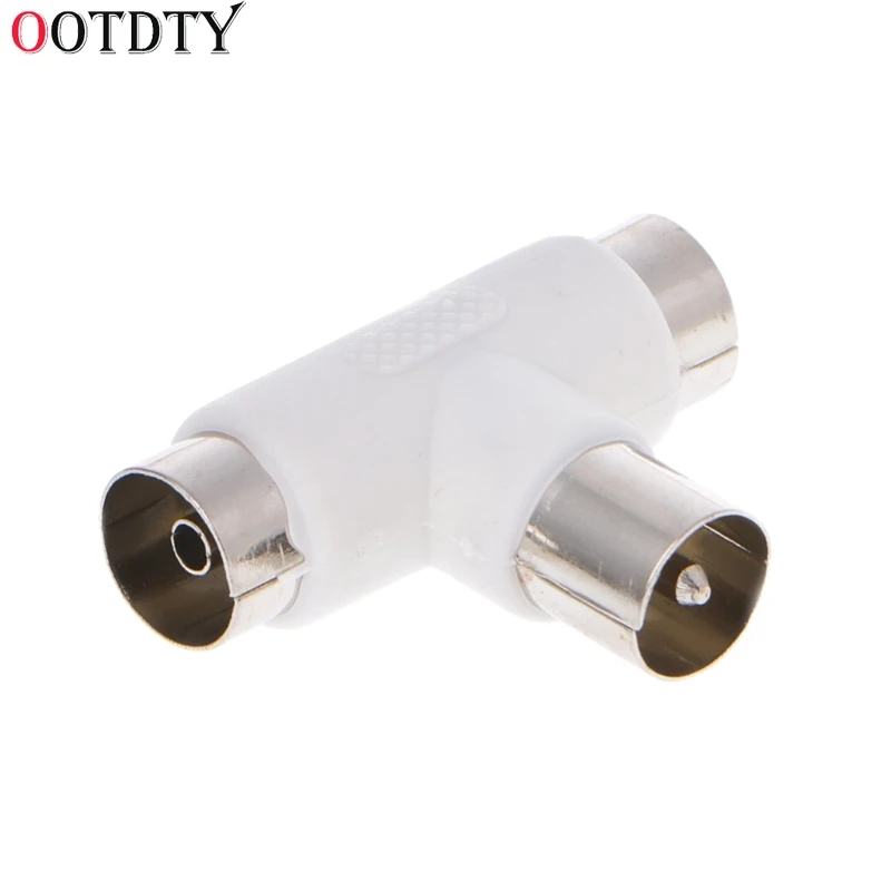 OOTDTY 2 Way TV T Splitter Aerial Coaxial Cable Male to 2x Female Connectors Adapter