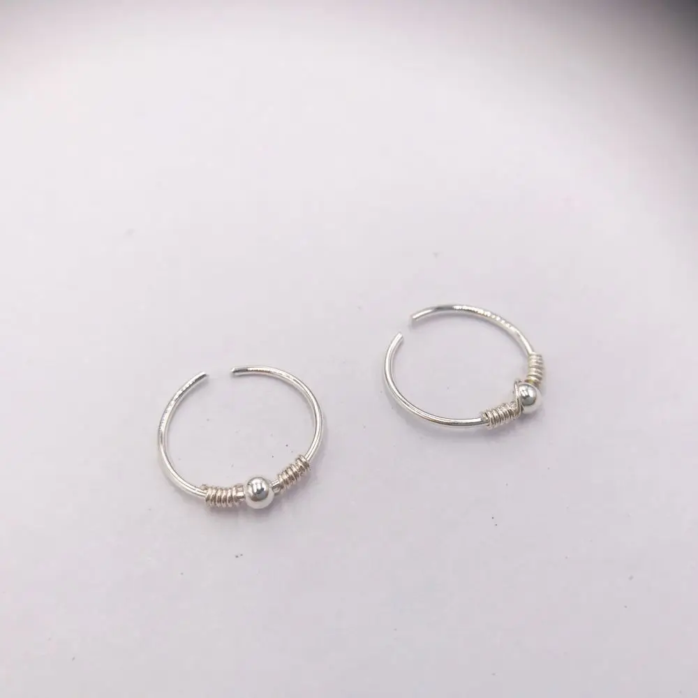 20Pcs/Box New Striking Sterling Silver Coil&Ball Hoop Nose Ring Body Piercing Jewelry Pircing Nariz Aro Nariz Piercing Nez