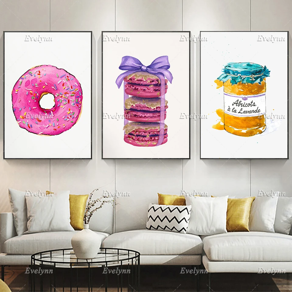 

Candy Posters, French Wall Art Prints, Kitchen Art Canvas, Modern Pop Art Print,Donut Art Home Decor Fashion Wall Art,Gift