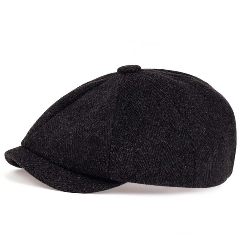 Men Tweed Newsboy Hat Beret Herringbone Gatsby Hats Street Caps Peaked Octagonal with Brim Caps Winter Spring Hip Hop Berets