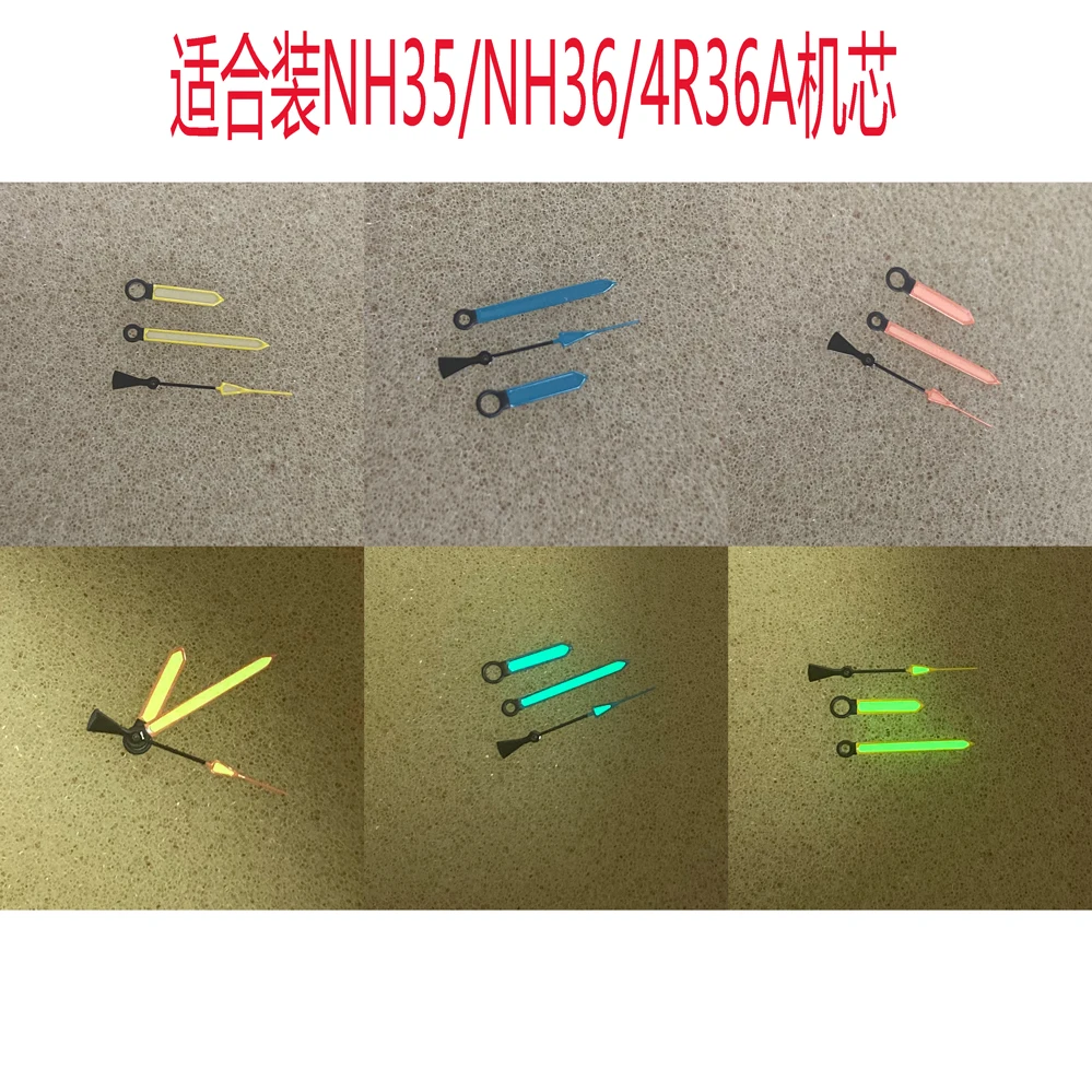 Watch Hands Modified Hands with Green Luminous Orange/Yellow/Blue Watch Accessories Suitable for NH35/NH36 Movement