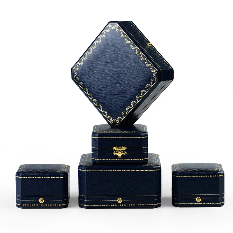 Oirlv Königsblaue Ringbox aus PU-Leder 10,5*8*4,5cm Schmuck-Organizer-Box für Verlobungs- und Hochzeitsschmuck Geschenkbox Schmuckringbox – Detail 10