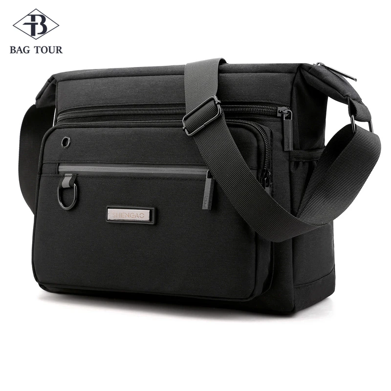 Polyester Shoulder Bags Men Tote Messenger Water Resistant Strong Fabric Bags Casual Style Crossbody Bags 2021 Multiple Pockets