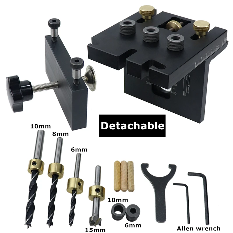 Woodworking Doweling Jig Kit With Clip Adjustable Hole Puncher Locator Drilling Guide For Furniture Connecting Carpentry Tools