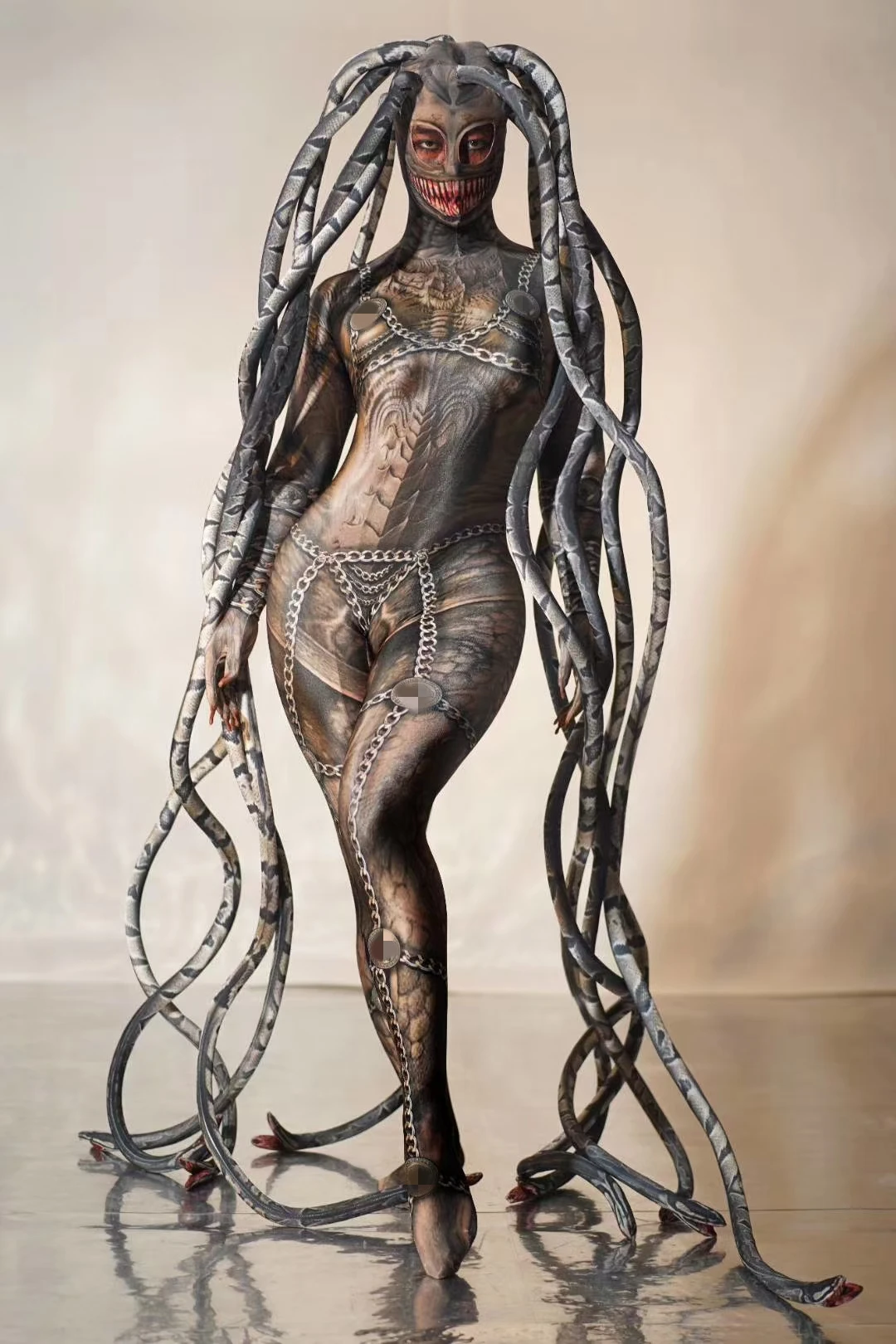 Halloween Celebration Party Horror Medusa Cosplay Costumes Men Women Long Tentacles Snake Role Playing Jumpsuits Stage Outfits