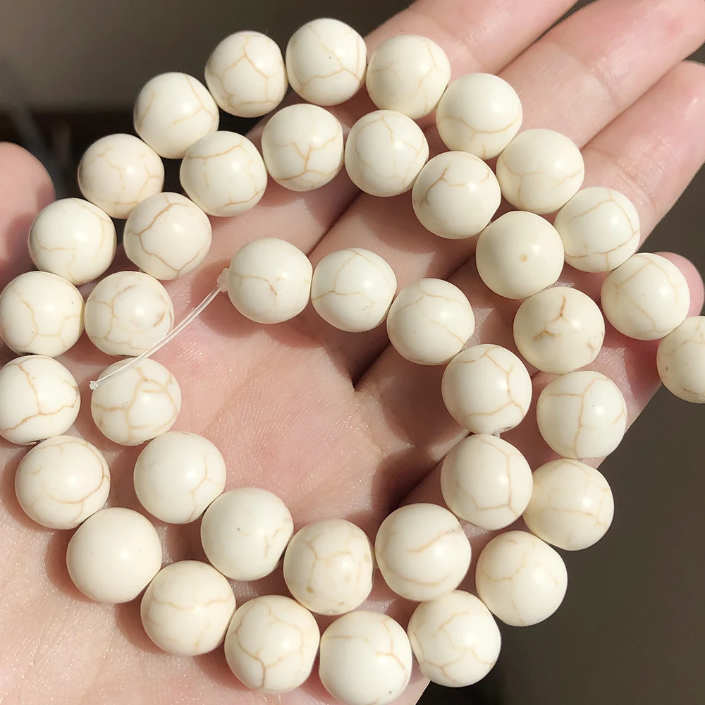 wholesale 15inch strand White Turquoises Howlite Round Beads For Jewelry Making DIY Bracelet Necklace 4/6/8/10/12mm Pick Size