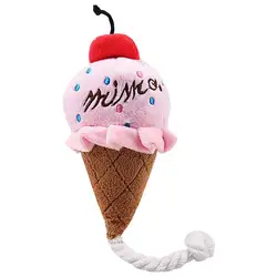 Dorakitten 1pc Plush Dog Toy Creative Cartoon Ice Cream Shape Bite-Resistant Pet Chew Toy Pet Squeaky Toys Pet Supplies