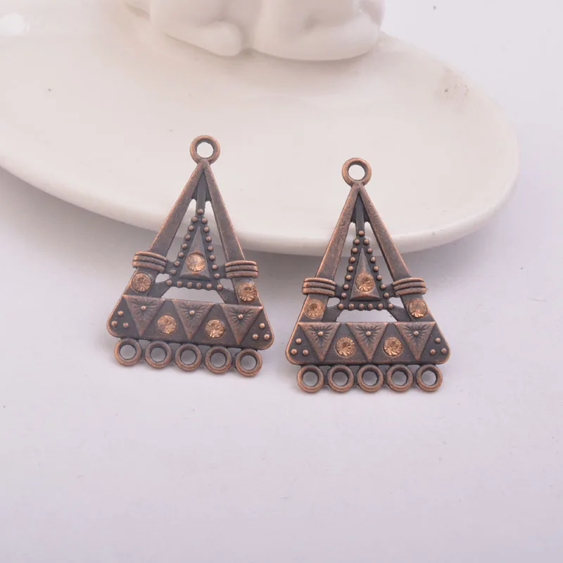 12pcs Antique Copper Triangle  Earrings Connector Metal Alloy Fiver Hole Pendant Base  Jewelry Connector