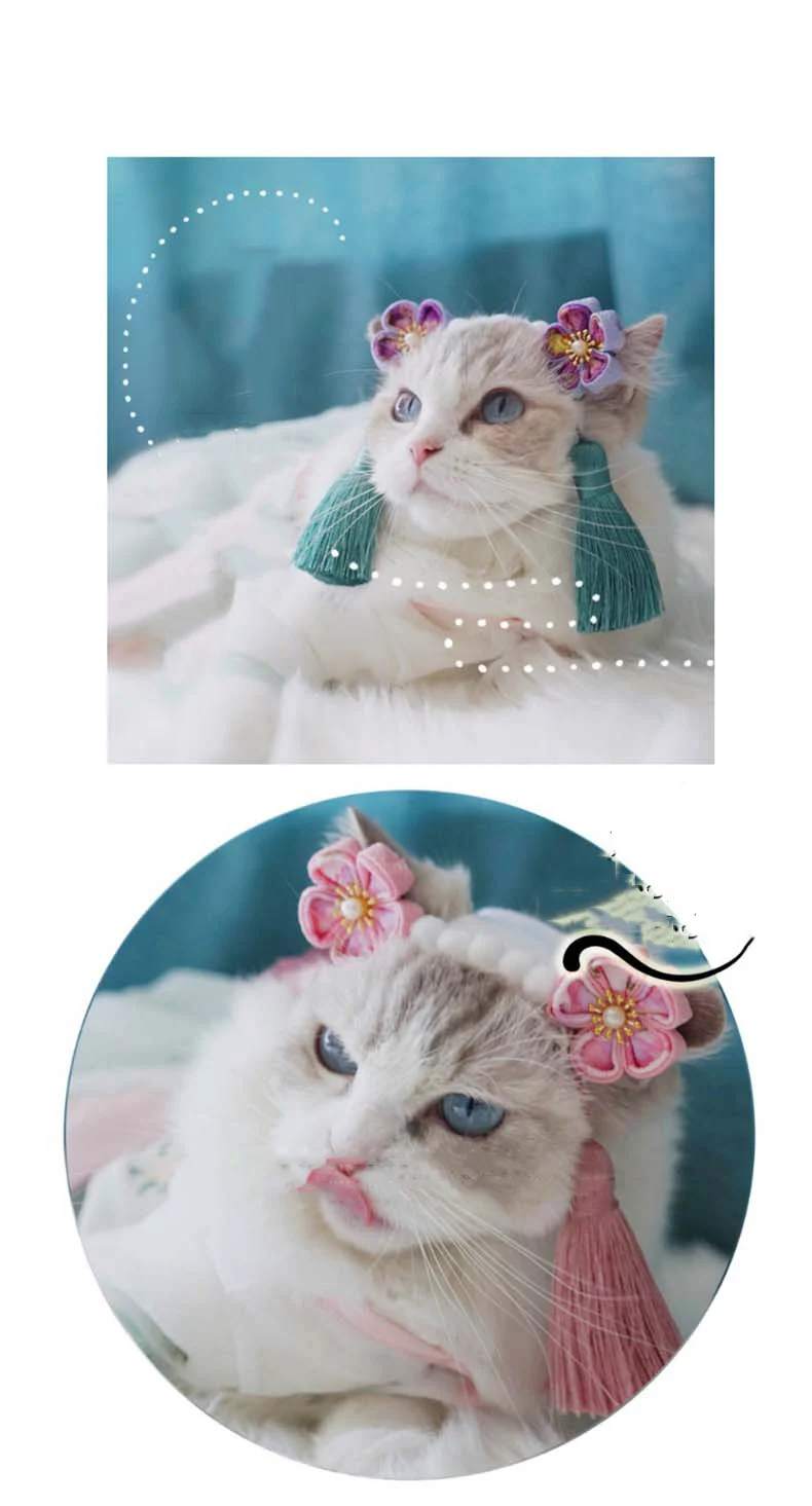 Pet  Dogs Cats  Hairpin  Grooming  Accessories Handmade Antiquity Cute Funny Dress Up Hood Pet Accessories Puppy Dog Hairpin