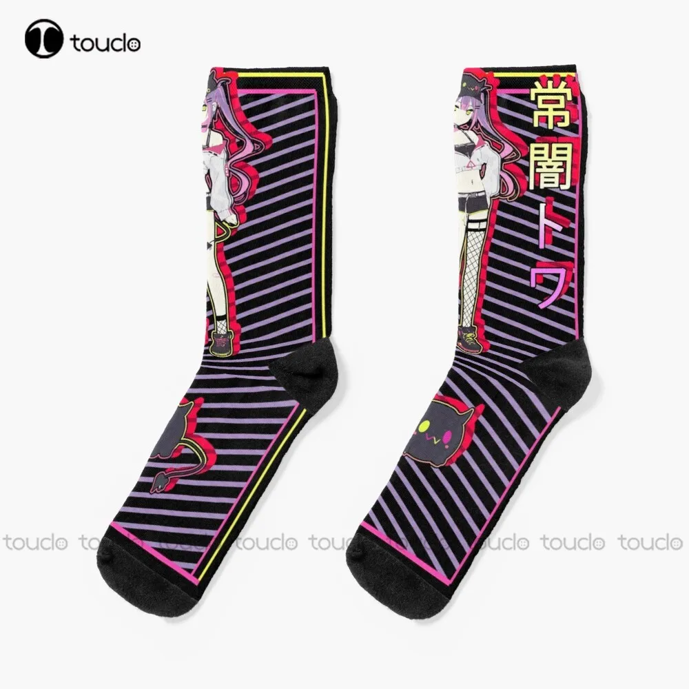 

Tokoyami Towa And Bibi Hololive Socks Womens Black Fun Socks Personalized Custom Unisex Adult Teen Youth Socks Christmas Gift