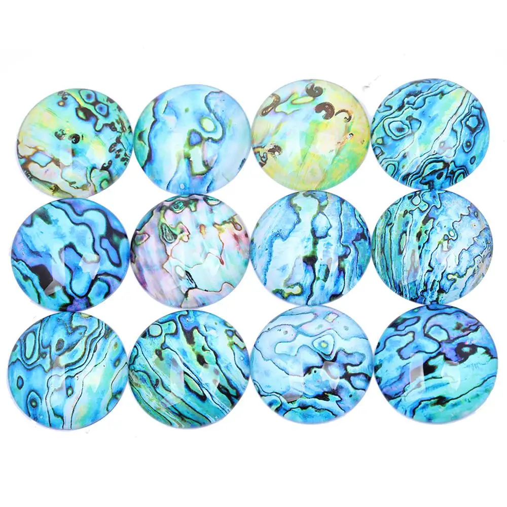 

Reidgaller mixed blue pattern photo glass cabochon 12mm 20mm 25mm diy scrapbooking for jewelry making