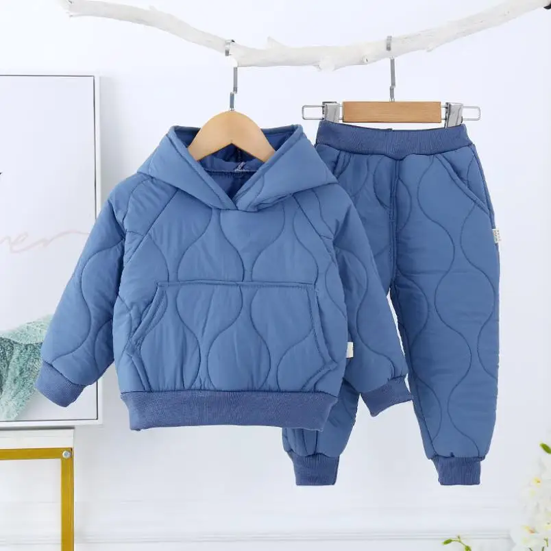 New Winter Baby Boys Clothes Full Sleeve Pants 2pcs/set Girl Hooded Keep warmSuits Children Clothing Sets Toddler Homewear