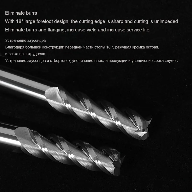 Cortador acrílico de alumínio do moinho de extremidade do carboneto da flauta hrc55 3 ferramentas de trituração do cnc de endmills cobre de madeira 4 2 3 1mm 6mm 8mm cortador de trituração