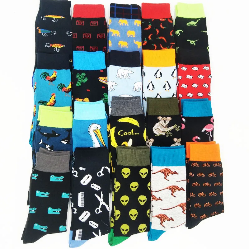 Fashion Cool Food Animal Alien Hip Hop Crew Socks Funny Street Happy Socks Men Harajuku Divertidos Skateboard Chaussette Men