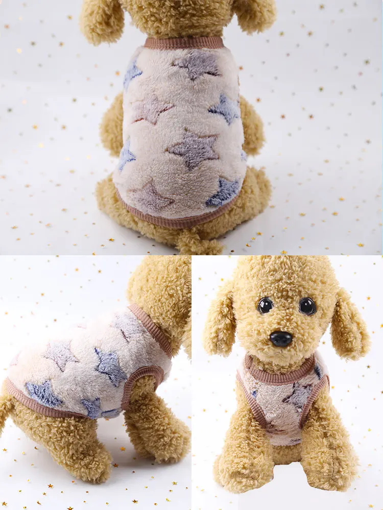 Winter Fleece Dog Vest Warm Pet Clothes for Small Dog Cartoon T-shirt Soft Puppy Dogs Clothing Shirt Vest Chihuahua Clothes 30