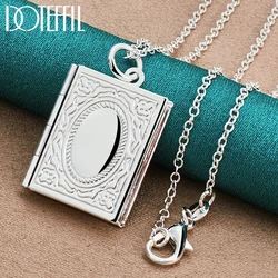 DOTEFFIL 925 Sterling Silver Square Photo Frame Necklace 16-30 Snake Chain For Women Man Fashion Wedding Party Charm Jewelry