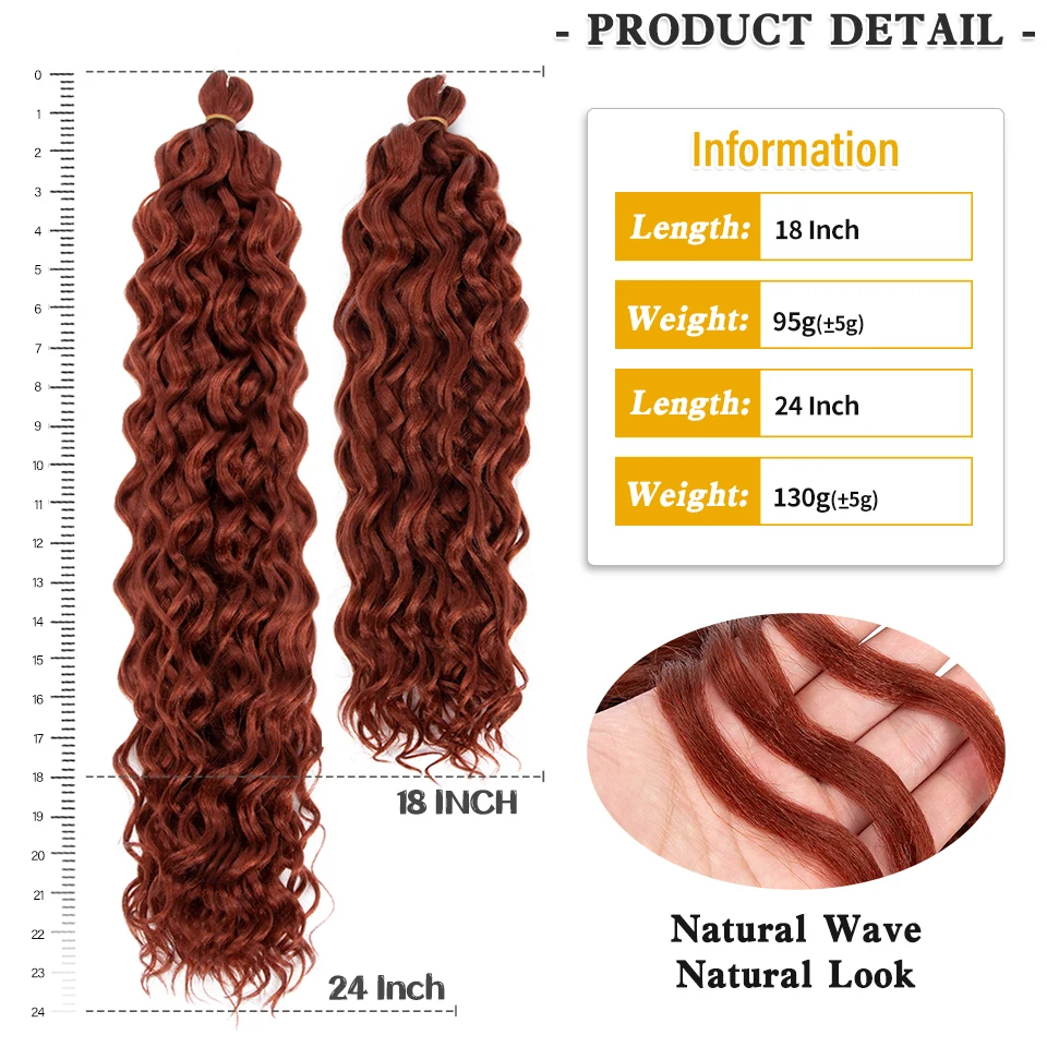 Ocean Wave Braiding Hair Extensions for Women, Crochet Tranças, cabelo sintético, Hawaii Afro Curl, Ombre, Curly Blonde, Water Wave Braid