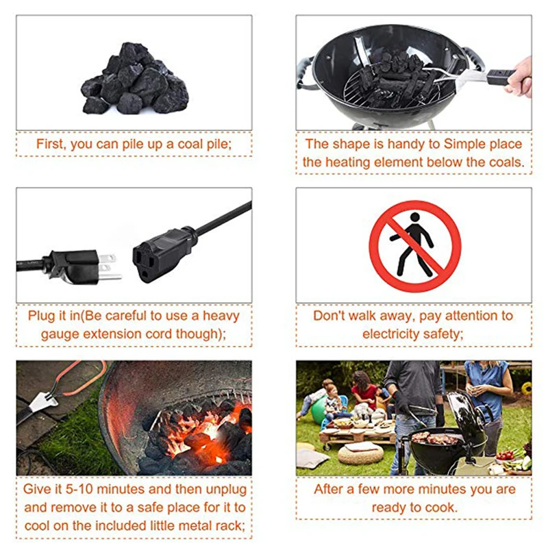 Electric Charcoal Starter Quickly & Easily Ignite fire Charcoal Lighter Electric BBQ Starter for Weber Kettle Style Grill