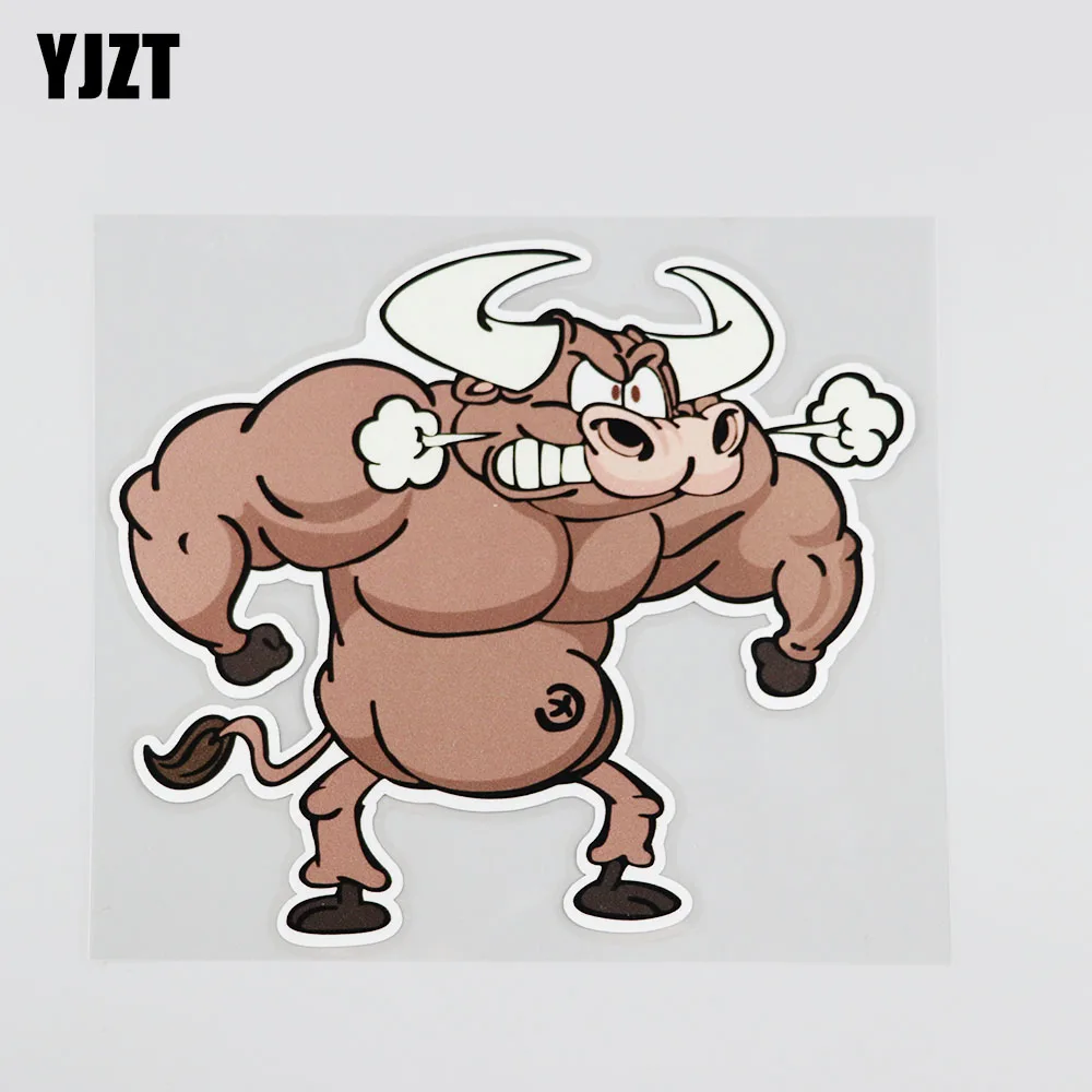 YJZT 15.2CM*13.3CM Interesting An Angry Bull Originality Car Sticker 12A-0010