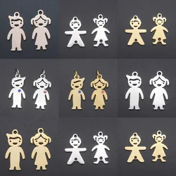 10pcs/lot 316 Stainless Steel Boy Girl Family Charm Pendant Wholesale Daughter Charms for Bracelet Making Jewelry Pendant