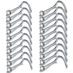 10Pcs/100pcs Stainless Steel Nostril Piercings Punk Style Nose Studs Surgical Steel L Shape Nose Rings Body Piercing Stud