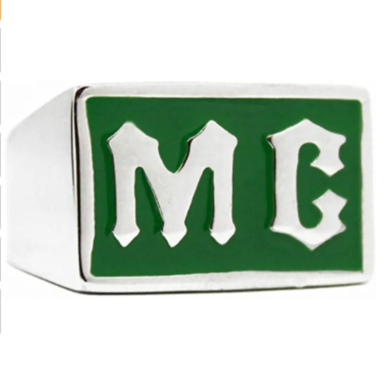 Motorcycle Club Solid Ring For Man 316L Stainless Steel Jewelry Color Biker Style MC Ring Size 7-15