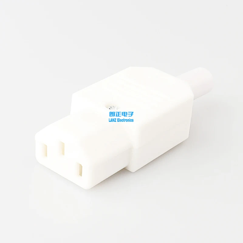 LZ-14-T1/T2 IEC Straight Cable Plug Connector C13 C14 10A 250V 3pin white female&male Plug Rewirable Power Connector