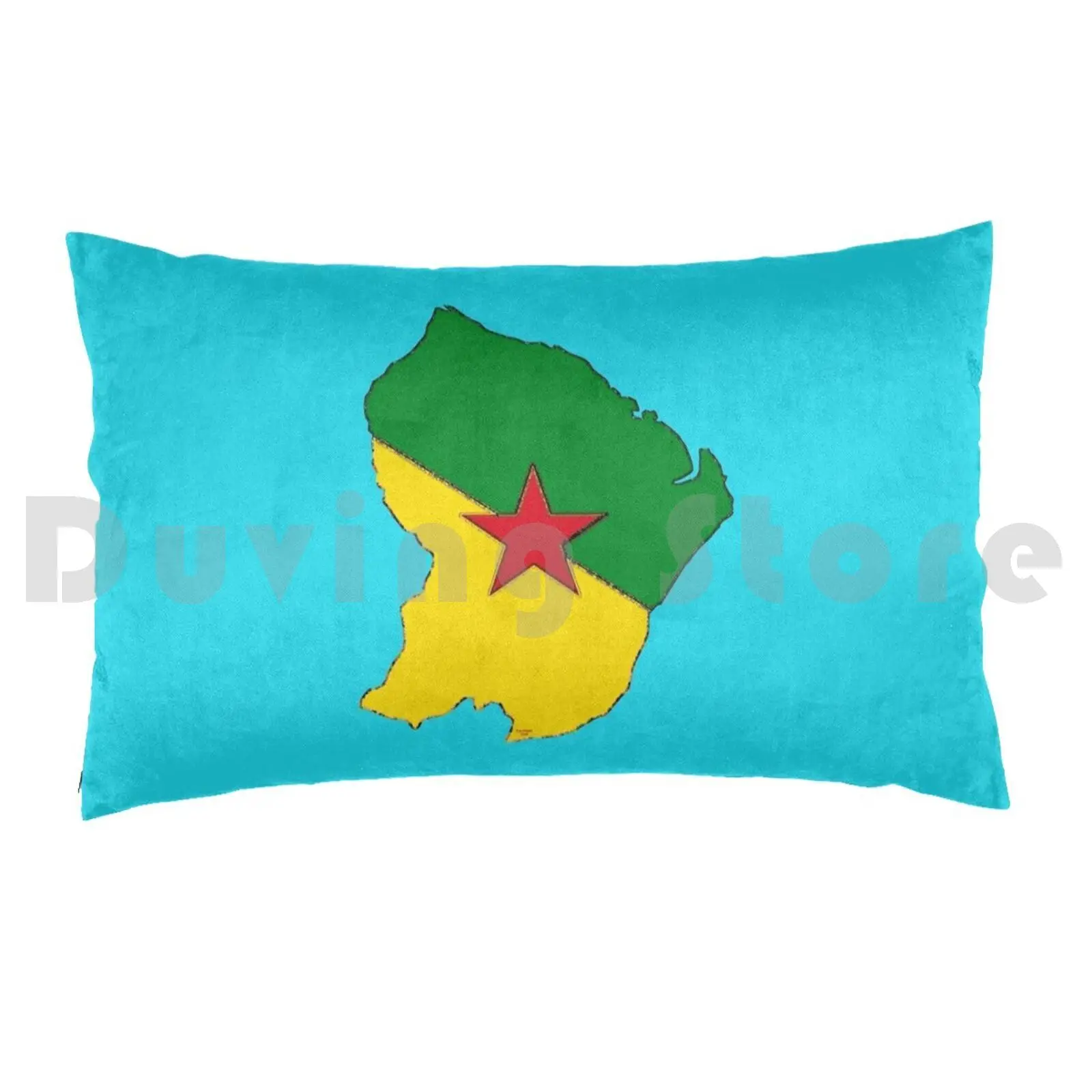 French Guiana Map With French Guianian Flag Pillow Case Printed 50x75 French Guiana Guianian Guianan