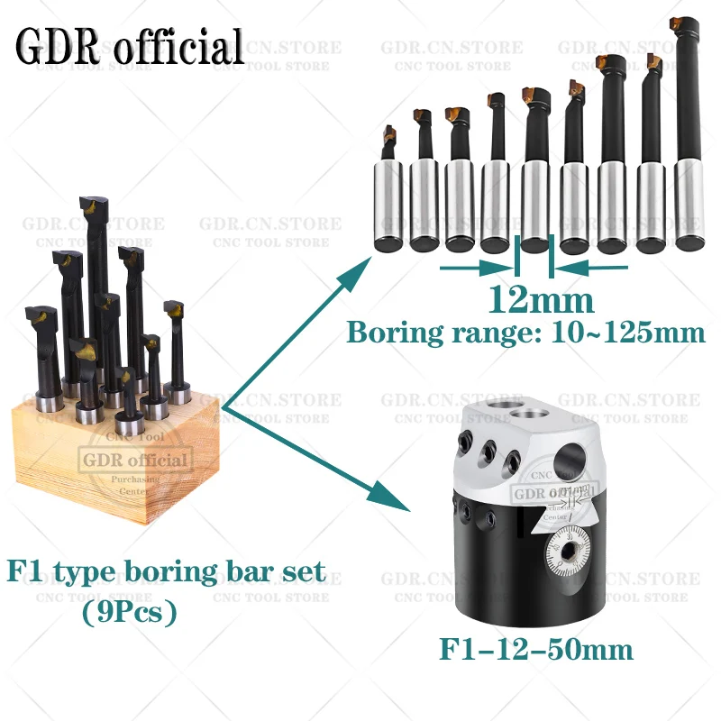 F1 Boring Hole Boring Bar Set Tungsten Carbide Bar Boring Head MT SK R8 BT40 NT40 Boring Bar Set tools holder bracket tool